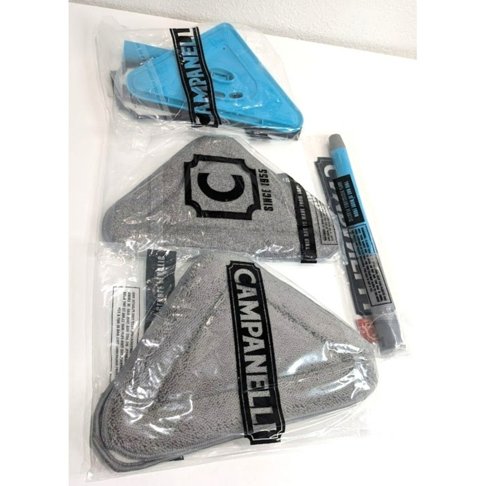 NEW! Campanelli Pro Glass Window and Windshield Handle with 3 Pads Microfiber